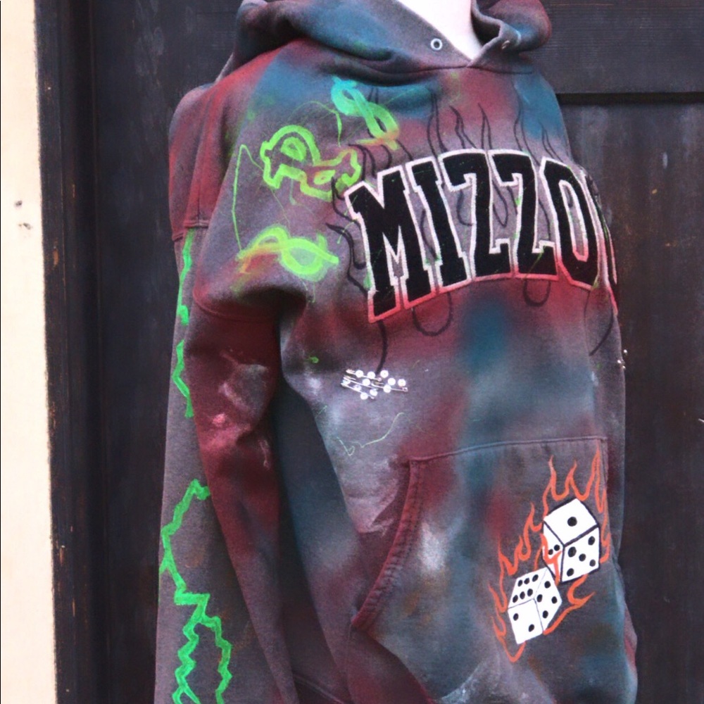 Custom oversized hand painted Mizzou state hoodie